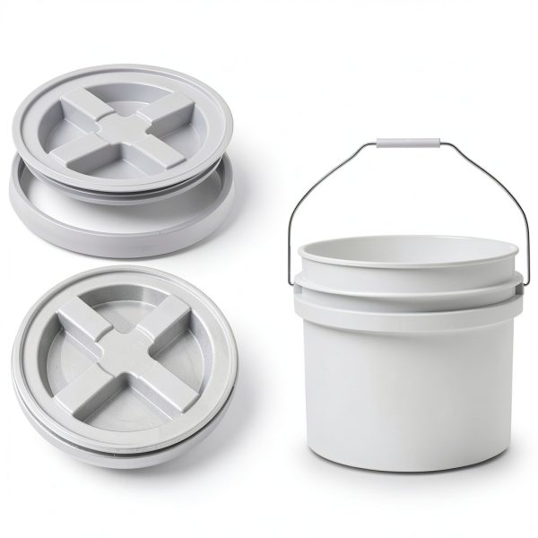 EconoHome White Plastic Buckets Food Grade Storage Pails-1