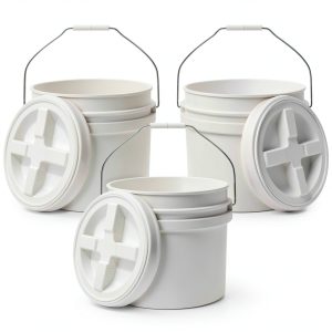 EconoHome White Plastic Buckets Food Grade Storage Pails-0