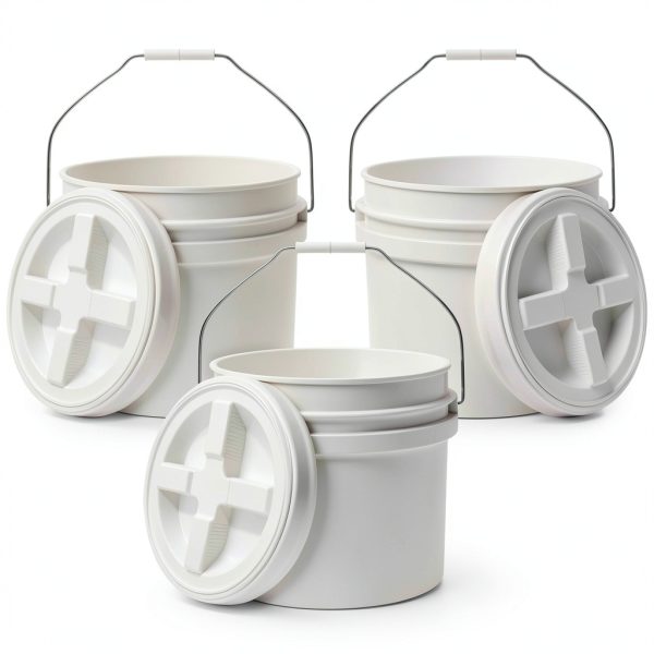 EconoHome White Plastic Buckets Food Grade Storage Pails-0
