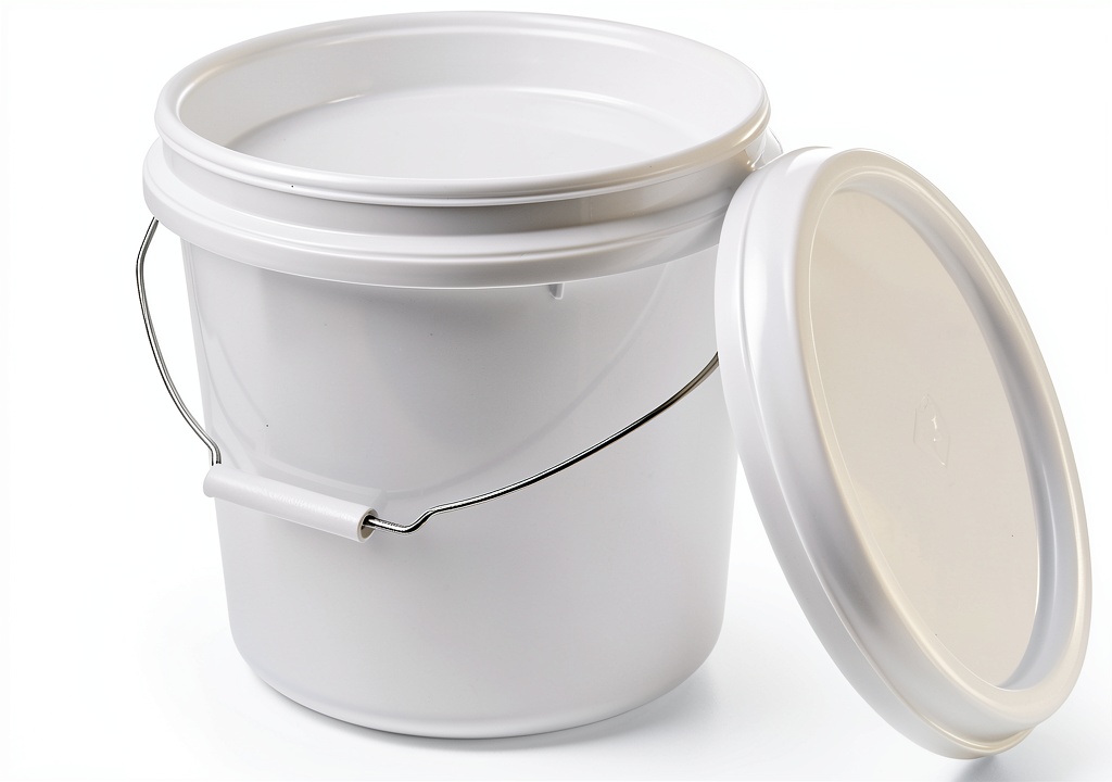 Installing DOITOOL White Plastic 3 Gallon Bucket with Lid Handle on a wooden workbench