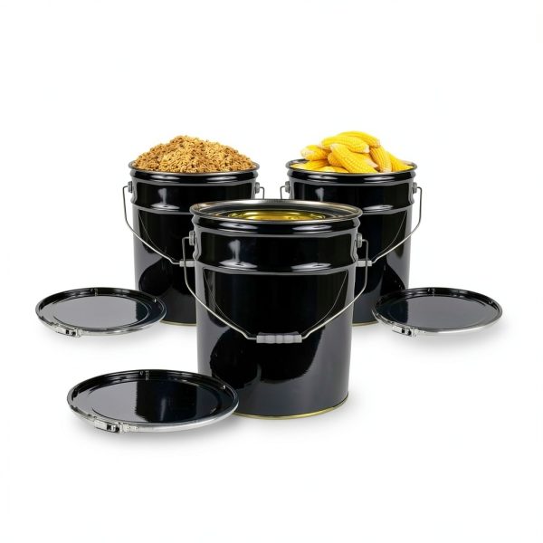 ATERET Metal 5 Gallon Bucket with Lid Heavy Duty Industrial-5