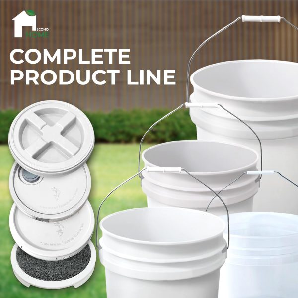 EconoHome White Plastic Pails Food Grade Storage Buckets-5
