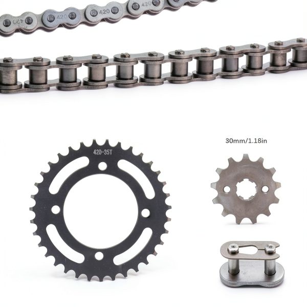 420 Chain 120 Link Set 13T & 35 Tooth Sprockets MRELC 50-170cc Bikes-1